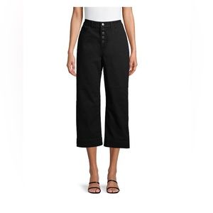Wide leg high rise black denim pants